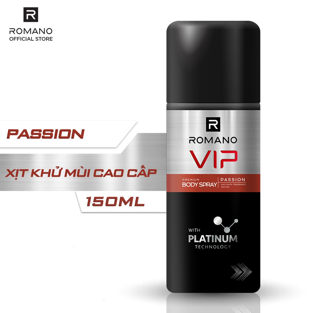 Xịt khử mùi cao cấp Romano Vip 150ml Passion